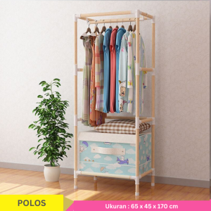 Mainland Lemari Pakaian Kain Portable Rak Baju Susun Tirai Organizer Tempat Penyimpanan Baju Wardrobe Almari Stand Hanger Serbaguna HSH123