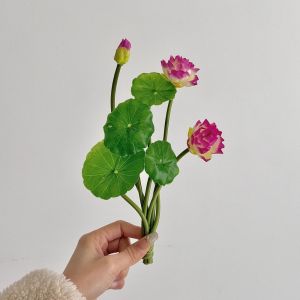 INEXTIN Màu hồng Hoa sen nhân tạo Lá sen Trang trí Hoa sen giả Hoa Cây giả nhân tạo Trang trí đám cưới