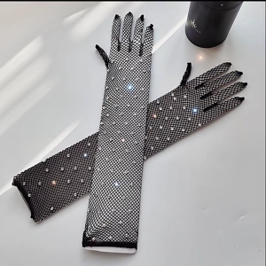 ถุงมือตาข่ายแบบเต็มนิ้วสำหรับเครื่องประดับสำหรับถ่ายภาพ1คู่ปลอกแขนหรูหราถุงมือแขนยาวสไตล์พังค์