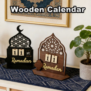Ramadan Wooden Calendar Moon Castle Calendar Countdown Eid Home Festival Desktop Decoration
