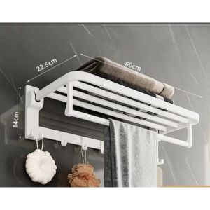 [OKLIFE. SG]  White Bathroom Storage Hardware Storage Rack Towel Rack Folding Towel Rack