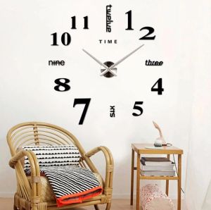 (BISA COD) JAM DINDING BESAR DIY TEMPEL 80 - 130 CM - GIANT BIG LED CLOCK - 3D DEKORASI INTERIOR