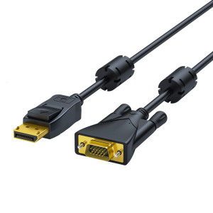 DisplayPort to VGA Adapter Cable Double Magnetic Rings Anti Interferences Design Ensures Long Distanced Connection