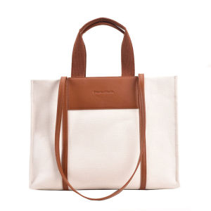 Korean Large capacity Tote bag Capacity Contrast Canvas Handbag for Women Fashion Portable Class Commute Shoulder Bags