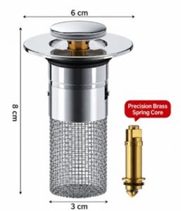 Stainless Steel Sink Drain Filter Stopper | Anti-Clog Hair Catcher | Pop-Up Drain Strainer for Kitchen & Bathroom Sink