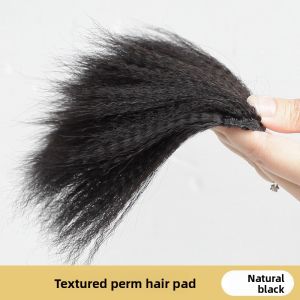 Two Clips -10cm Clip In Synthetic Volume Hair Topper Black Dark Brown Cover Gray Hair For Women