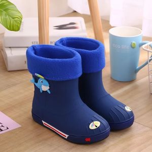 Ủng Đi Mưa Bé Trai Bé Gái Lót Lông Giữ Ấm Cao Su Chống Nước Chống Trượt Hoạt Hình Ngộ Nghĩnh 1–4tuổi