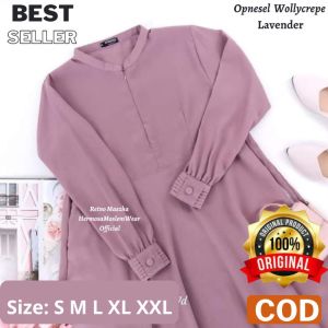 Gamis  Branded Terbaru Remaja Muslimah Syari Opnesel Polos  by Hermosa ready stok Wollycrepe seragam nyaman dipakai murah terjangkau seragam cantik lucu kekinian anti kusut umbrella lebaran.
