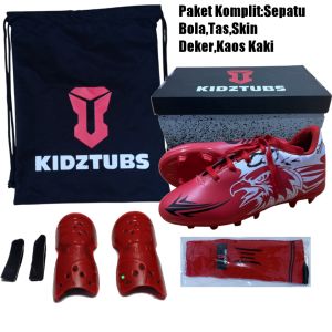 KIDZTUBS Sepatu Bola Anak Paket Komplit Sepatu Bola Tas Skin Deker Kaos Kaki Usia 6-10 Tahun Size 28 29 30 31 32 33 34 35 36 37 KDZ1933122324