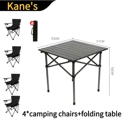 Outdoor folding table and chairs set made of aluminum alloy portable camping folding table and chairs outdoor fishing picnic party table