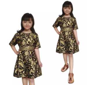 Dress batik anak perempuan lengan pendek usia 2 sampai 10 tahun motif kekinian dress batik anak