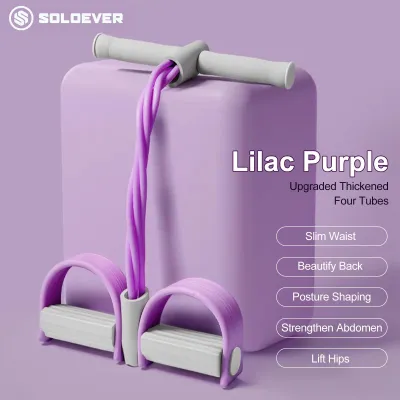 【PH Delivery】 Soloever Foot pedal booster Sit-up aid Slim abdomen fitness yoga Four tube foot pedal tension rope Household