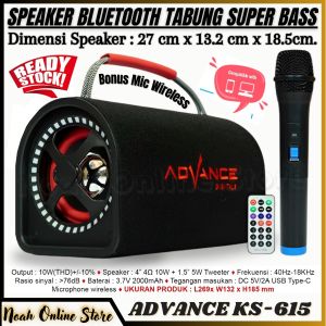 Advance Ks-615 Speaker Bluetooth Full Bass ( Bonus Mic Wireless ) | Salon Bluetooth Full Bass ADVANCE KS-615 "5 Inch | Speaker Bluetooth Karaoke Tanpa kabel | Salon Bluetooth Karaoke | Speaker Bluetooth Aktif Portable Advance Subwoofer Karaoke~NOS