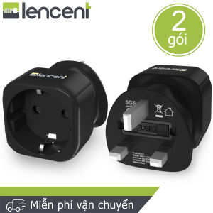 Bộ chuyển đổi LENCENT 2X Cắm Châu Âu sang Bộ sạc du lịch Anh/Singapore/Malaysia(Trắng) Phụ kiện di động