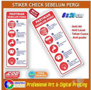 Stiker check sebelum pergi sticker keamanan rumah pengecheckan peralatan rumah