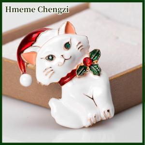Hmeme Christmas Vintage Animal Cute Cat Brooches Pins Women Coat Clothing Badges Jewelry Accessries