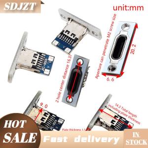 SDJZT USB Jack Type-C 2Pin 2P 4P Waterproof Strip Line Of Solder Female Connector Jack Charging Port USB Type C Socket Connector