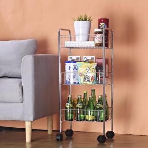 Kệ Đa Năng INOX Nhà Bếp Nhà Tắm Có Bánh Xe Tiện Lợi