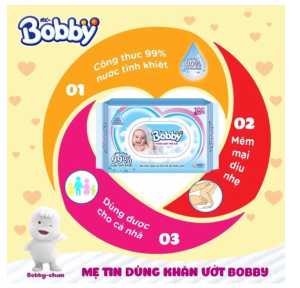 Khăn ướt Bobby không mùi – 100 tờ