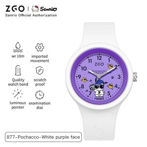 ZGO Sanrio Watch Kuromi Kids Watch For Girl Students Luminous Silicone Strap Waterproof Quartz Childrens Watch 877