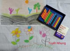 Phấn không bụi Đức Thanh 12 màu trang trí bảng vẽ mỹ thuật trên giấy bằng cọ vẽ. Sản phẩm việt chất lượng cao cấp. HLShop HCM