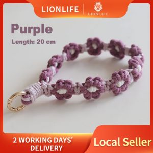 SG Daisy Flower Braided Phone Strap – Handmade Phone Chain with Lanyard Pad