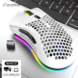 2.4G Wireless Mouse Rechargeable Mice with RGB Light Honeycomb Gaming Mause for Desktop PC Computers Notebook Laptop