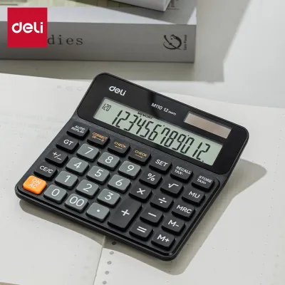 Deli desktop calculator Battery and Solar (black) 1pc 129x129x26.5mm EM110