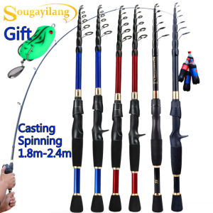 Sougayilang Fishing Rod 1.8M 2.1M 2.4M Spinning Fishing Rod and Casting Fishing Rod Telescopic Portable Carbon Fishing Rod Tackle Outdoor Tools.