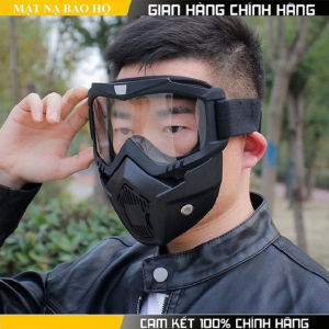 Bộ kính bảo hộ cao cấp Mặt Nạ Phượt Kèm Kính Dùng Cho Mũ 3 phần 4 kính chống dịch gió bụi và chống nước