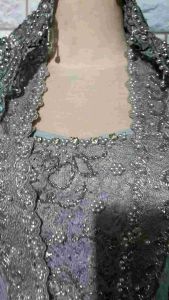 set kebaya pesta kebaya brukat silver + longtorso + rok sidoluhur dan slendang mutiara