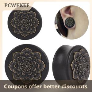 【CANAMEK】 Flower Wood Ear Plugs Flesh Tunnels Gauges Organic Double Flared Saddle