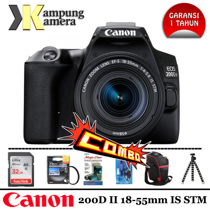 Canon EOS 200D Mark II KIT 18-55MM IS STM Paket Lengkap 64 Garansi Tahun