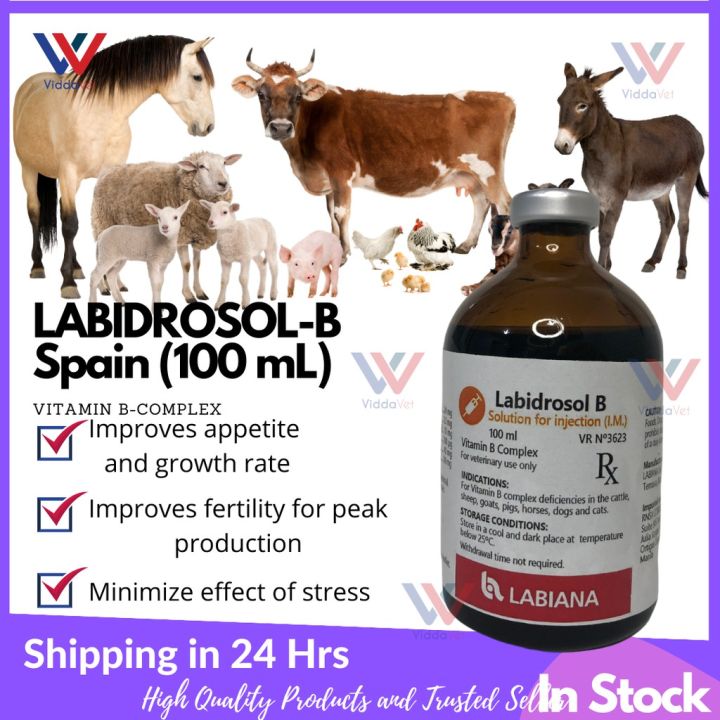 Viddavet Labidrosol B Vitamin B Complex Injectable Solution for Pets and Livestock Spain 100 mL vit b-complex injectable - Lazada