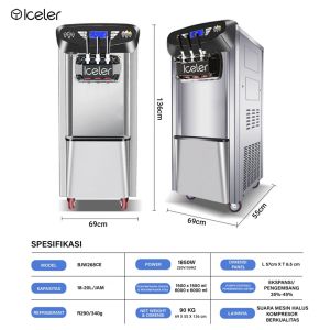 Mesin Soft Ice Cream Machine Iceler 3 Tuas Countertop & Standing Innovate Series
