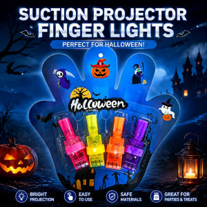 🎃 Witch Pattern Projection Light/Glowing Lamp/Finger Light Toy/Colorful Translucent High Brightness LED/Parent-Child Halloween Atmosphere/Safe Non-Toxic - Halloween Projection Finger Light