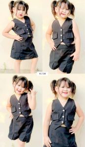 REE SHIPPING & COD Casual Classy Elegant  Summer Wear GIRL Chaleko Vest and Skort  Set Terno for Girl Kids - 4 to 14 years old   - classy and elegant - timeless classic  - timeless piece - casual office  party - classic piece - super kapal ng tela - hin
