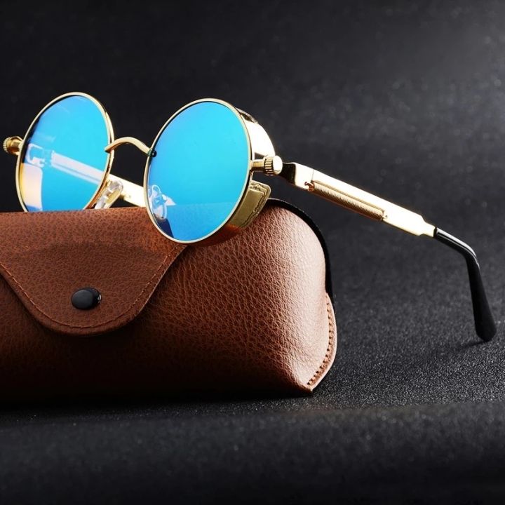 Sunglasses Classic Round Brown Steam Punk Men Women Vintage Retro