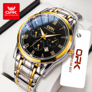 OPK Watch For Mens Original Waterproof Fashion Business Quartz Stainless Strap Luminous Calendar With Box Mens Casual Clock