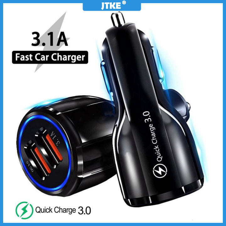 JTKE 18W Car Charger Dual USB Fast Charging QC Phone