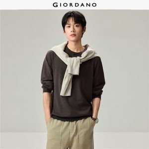 Giordano Beau Monde Men Solid color crewneck sweater Free Shipping 13056636