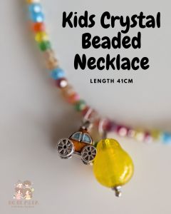 [Ready Stock] Korean Style Kids Crystal Beaded Necklace Cute Chariot Pear Pendant | Length 41cm