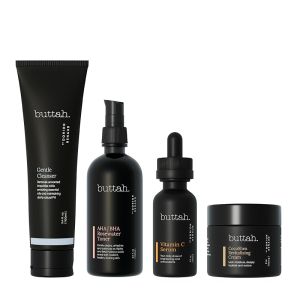 Buttah Skin Supreme Kit for Melanin Rich Skin CocoShea Revitalizing Cream 2 oz Vitamin C Serum 1 oz Cleanser 3.4 oz Rosewater Toner 3.4 oz Black Owned Skincare