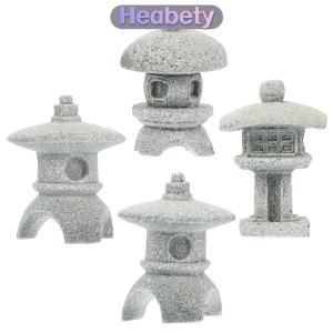 Heabety Retro Gazebo Trung Quốc Đèn Lồng Mini Chùa Mô Hình Trang Trí Đá Thu Nhỏ Tượng Đá Sa Thạch Phụ Kiện Nhà