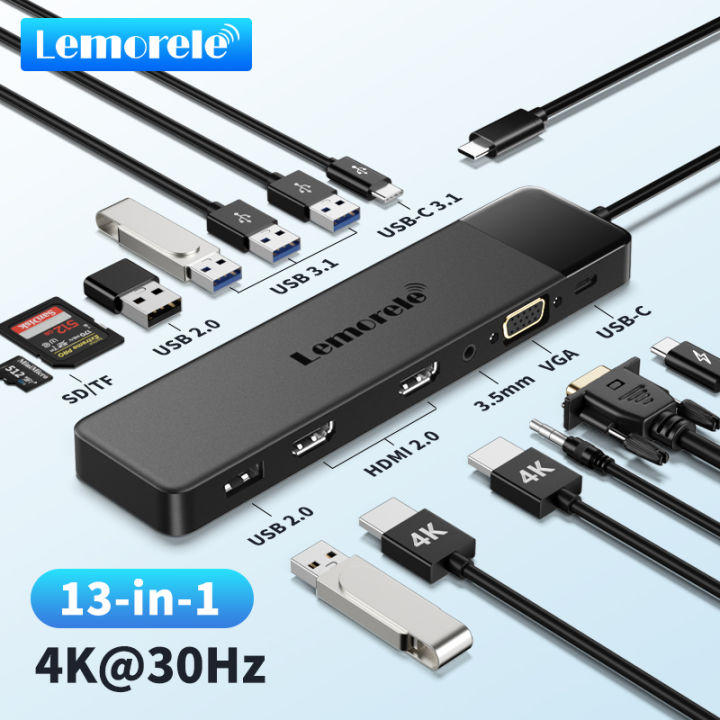 Lemorele TC200 USB C hub Triple Display 13 in 1 USB C Docking Station ...