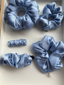 19mm mulberry silk hair scrunchies for women sky blue hair tie for lady high quality hair accessories