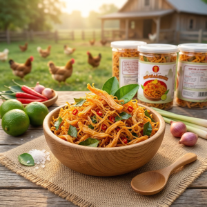 Khô Gà Lá Chanh MEVINA - Thịt Gà Xé Sợi Sấy Giòn Cay Ngọt Đậm Đà Hũ 250Gr Đồ Ăn Vặt