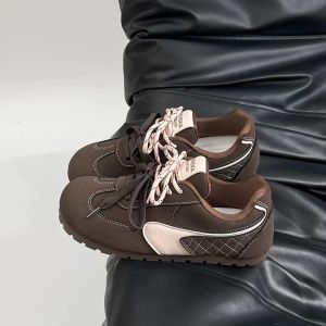 Retro color matching distressed low-top contrasting color stitching daily commuting campus style low-top light outdoor leisure matte leather wear-resistant sole low-top German training shoes
