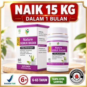 Obat Gemuk Badan BPOM Permanen 60 Kapsul Vitamin Penambah Berat Badan Herbal