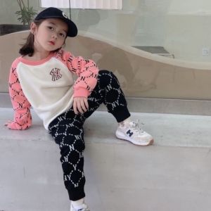 พร้อมส่งในไทย ชุดแขนยาวขายาวเด็ก ลาย MLB-NY เซท 2 ชิ้น